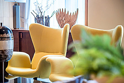 黄色沙发,现代,客厅,家居