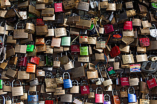 挂锁,象征,喜爱,霍亨索伦,桥,北莱茵威斯特伐利亚,德国,欧洲