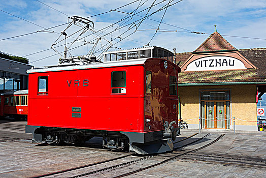 火车站,齿轨铁路,靠近,卢塞恩市,琉森湖,瑞士