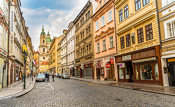 风景,街道,历史,中心,布拉格,教堂,波希米亚,捷克共和国,欧洲