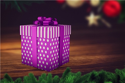 紫色,圣诞礼物,丝带