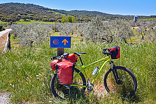 自行车,圣地亚哥之路,签到,西班牙,埃斯特雷马杜拉