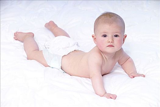 婴儿,卧,白色,毯子,向上,手臂