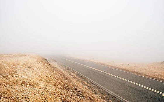 空,雾状,道路,加利福尼亚,美国,北美