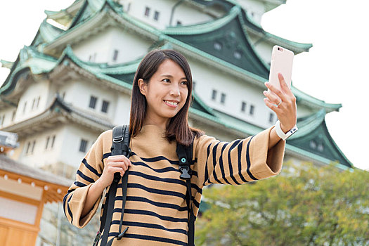 女人,照相,手机,名古屋,城堡