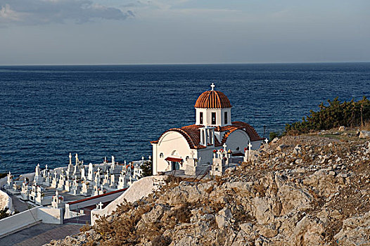 墓地,小教堂,喀帕苏斯岛,爱琴海岛屿,爱琴海,希腊,欧洲