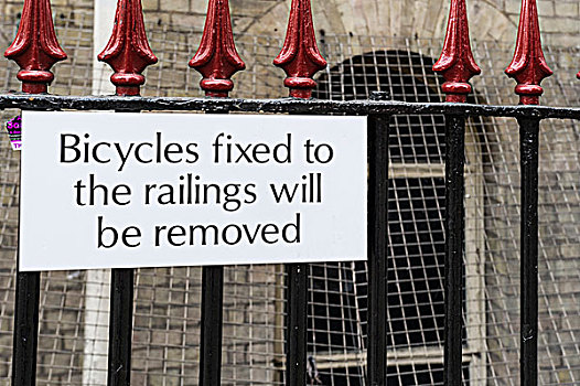 警告标识,自行车,栏杆,伦敦