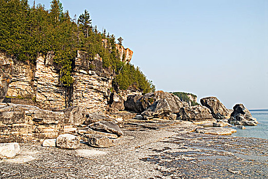 尼亚加拉,悬崖,乔治亚湾,海岸线,布鲁斯半岛,布鲁斯半岛国家公园,安大略省,加拿大