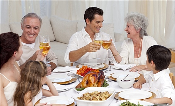 父母,祖父母,葡萄酒,餐饭