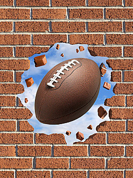 橄榄球,撞击,砖墙