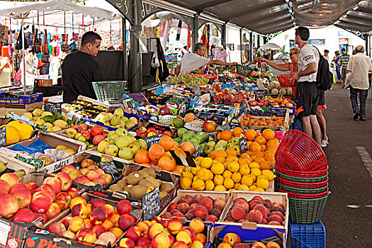 水果摊,市场,马希地区,戛纳,法国,欧洲