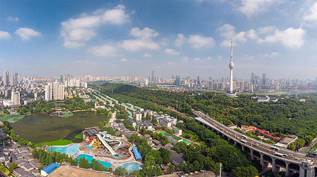 武汉,夏日,城市,航拍,迷人,风光