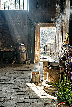 炉子,石板,室内空间,乡村,安徽,中国