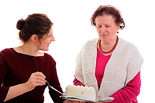 两个女人,生日蛋糕