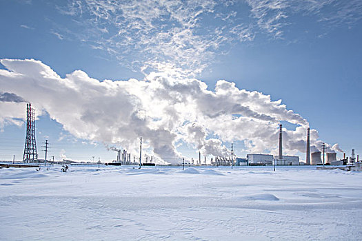 炼油厂冬景