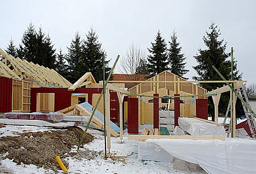 木屋,建筑,冬季