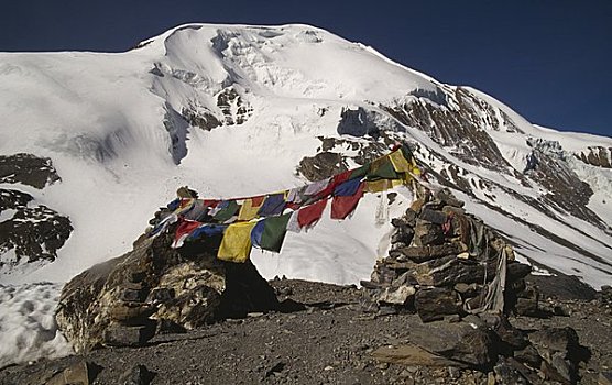经幡,正面,山,安娜普纳,尼泊尔