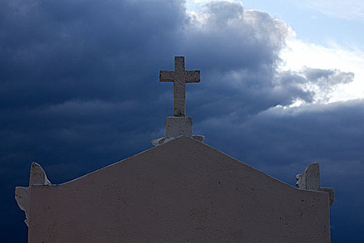 墓碑,白色,十字架,重,云,欧洲
