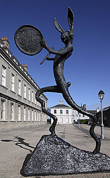 爱尔兰,都柏林,大,青铜,雕塑,野兔,户外,现代艺术博物馆