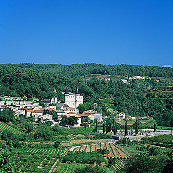 乡村,俯视,城堡,12世纪,法国