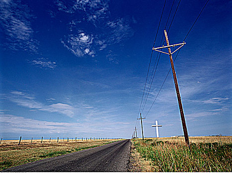 道路,十字架,地平线,整洁,德克萨斯,美国