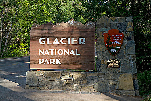 冰川国家公园,入口,标识,蒙大拿,美国
