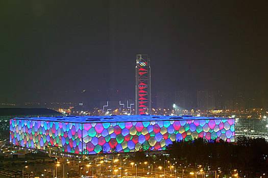 北京奥运会开幕式当晚水立方夜景