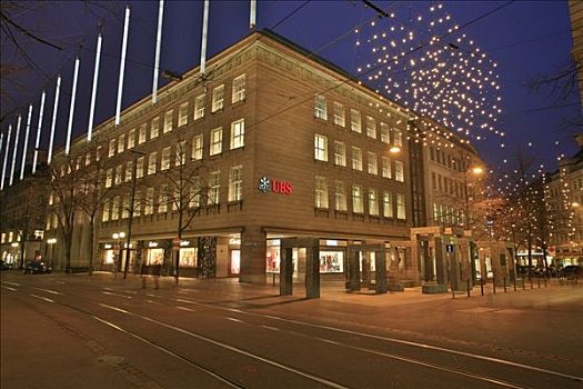 建筑,圣诞彩灯,班霍夫大街,苏黎世,瑞士