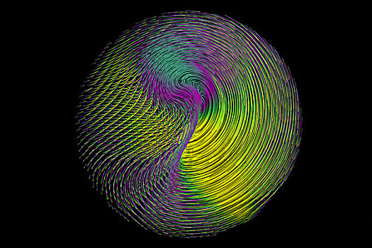 彩色曲线组成发光螺旋状抽象图案背景
