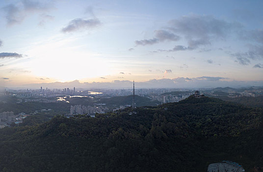 广东省惠州市区及高榜山航拍全景风光