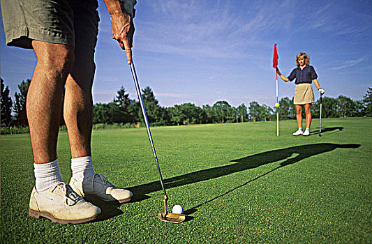 男性,打高尔夫,线条,向上,打球入洞,女性,伙伴,不列颠哥伦比亚省,加拿大