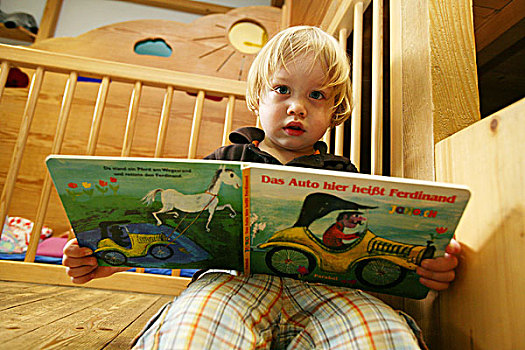男孩,读书,幼儿园