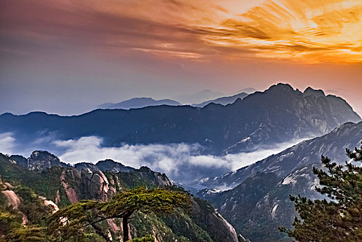 安徽省黄山市黄山风景区天海大峡谷自然景观