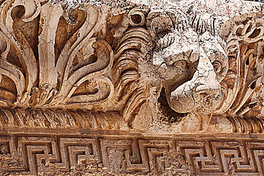 黎巴嫩巴尔贝克神庙石狮浮雕遗迹