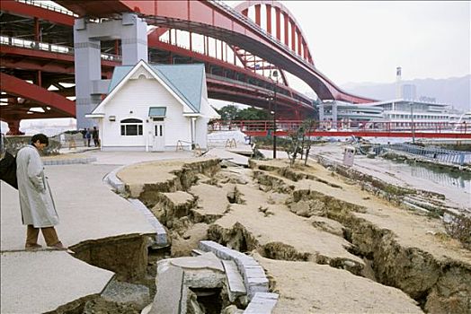 日本,神户,港口,地震