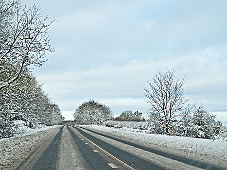 道路,雪景,苏格兰