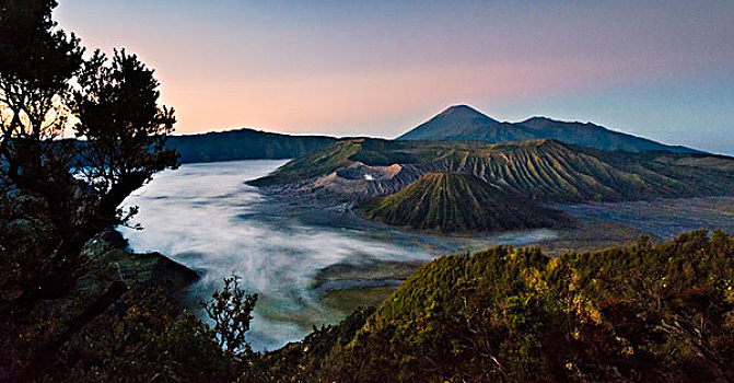 婆罗摩火山,黎明,婆罗莫,国家公园,东方,爪哇,印度尼西亚,大幅,尺寸