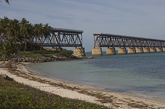 桥,海岸线,佛罗里达礁岛群