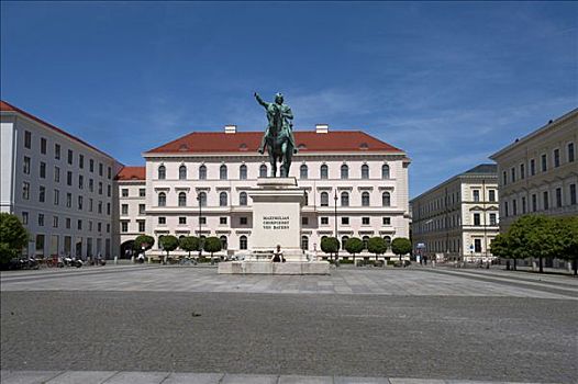 西门子,总部,骑马雕像,马克西米利安,巴伐利亚,街道,慕尼黑,德国,欧洲