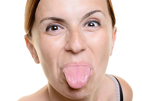 女人,伸出,舌头