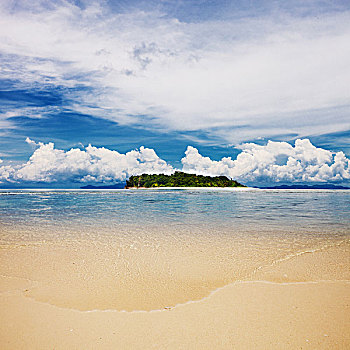 风景,热带海岛,海滩,完美,天空