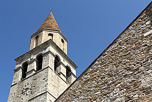 钟楼,大教堂,阿奎利亚,靠近,格拉多,意大利,欧洲