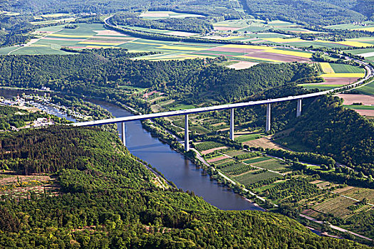 航拍,公路,桥,莱茵兰普法尔茨州,德国,欧洲