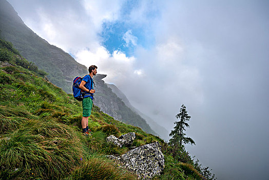 远足,攀登,雾气,陶安,斯拉德明,施蒂里亚,奥地利,欧洲