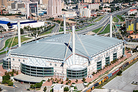 俯视,会议中心,市区,圣安东尼奥,德克萨斯,背景