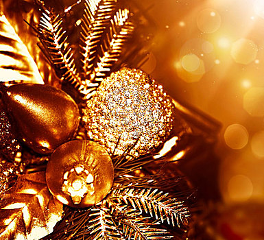 金色,圣诞树饰