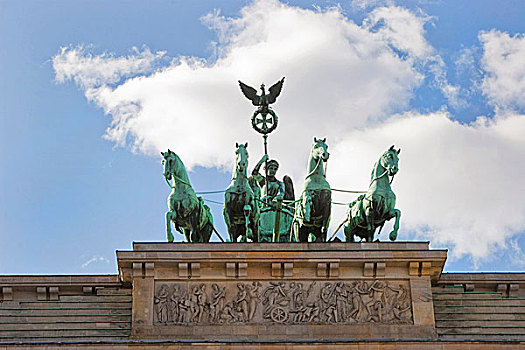 雕塑,四马二轮战车,上面,勃兰登堡门,柏林,德国
