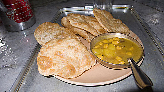 盘子,油炸,面包,印度