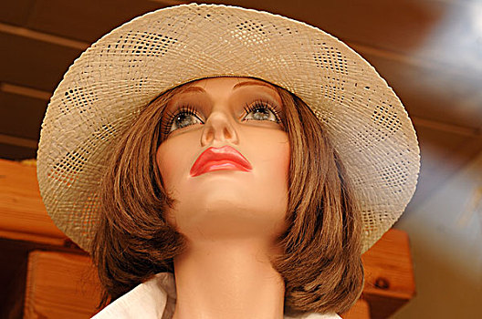 女性,人体模型,戴着,稻草,帽子