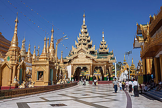 庙宇祠堂,大金塔,仰光,缅甸,亚洲